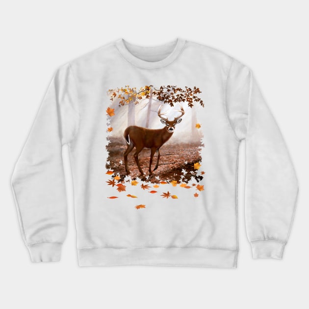 Misty Morning Whitetail Crewneck Sweatshirt by bhymer